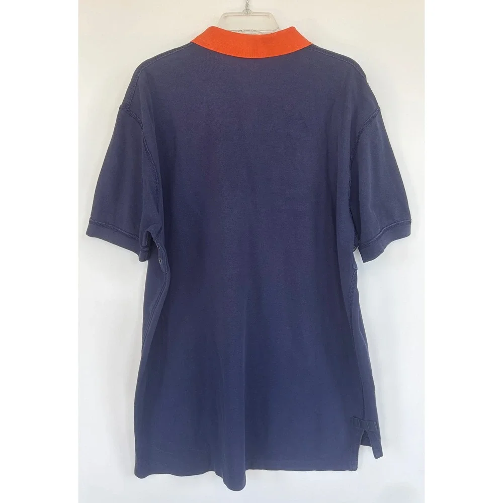 Polo Ralph Lauren Mens XL Navy Blue Orange Collar Big Pony Polo Shirt Cotton